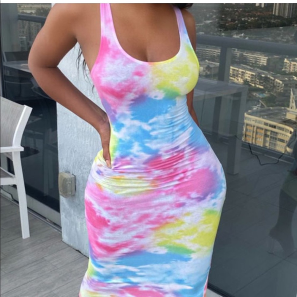 Rainbow Tie Dye Plus Dress